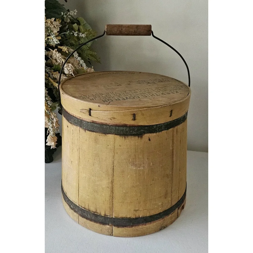 Antique Mince Meat Firkin Wooden Bucket Circa Late 19th